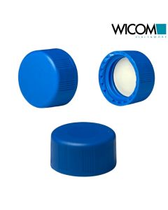 WICOM 9mm Schraubkappen für 9mm Kurzgewindeflaschen, blau, (Butyl/PTFE), Verschl...